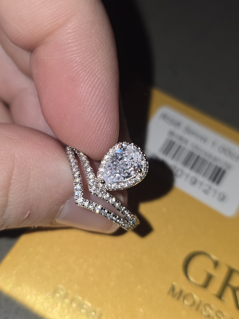 1ct Pear Cut Moissanite Ring 925 Sterling Silver Size 7